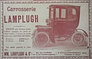 PRESSEWERBUNG 1905 KAROSSERIE LAMPLUGH COUPE DIONMOTOR - Bild 1 von 1