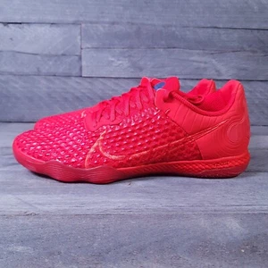 NIKE React Gato IC Indoor Soccer Shoes Mens 7 Womens 8.5 University Triple Red - Picture 1 of 5