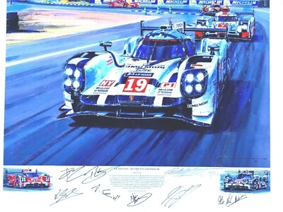LEMANS 2015, RECORD WIN FOR PORSCHE WINNING DRIVERS SIGNED NICHOLAS WATTS PRINT Foto 1 de 2