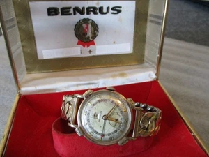 BENRUS CE 13 MENS 10K GF WATCH w/DATE POINTER /BOX+10K GF FOSTER BAND-RUNS-1950s - Picture 1 of 24