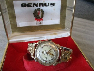 BENRUS CE 13 MENS 10K GF WATCH w/DATE POINTER /BOX+10K GF FOSTER BAND-RUNS-1950s - Image 1 of 4