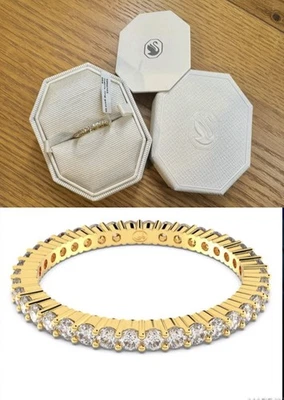 Anel Swarovski Matrix Vittore, corte redondo, branco, acabamento em ouro 18 quilates tamanho 55/N, novo - Imagem 1 de 4