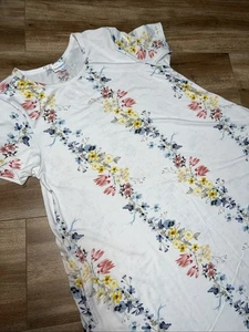 Lularoe Jessie Dress White Flora Roses Daisy Peony XL 18/20 16/18 Pockets Midi - Picture 1 of 10