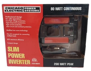 Chicago Electric Slim Power Inverter 80 Watt Continuous /200 Watt Peak 66944 - Picture 1 of 6