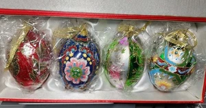 Joan Rivers 2009 Faberge inspiriert Ei Schmuck Glas Ornamente 4er Set in Box - Bild 1 von 13