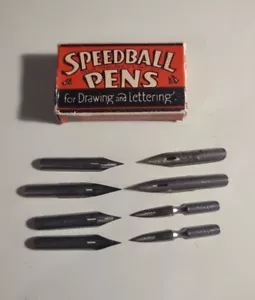 Vintage Speedball Pens Advertising Box With 10 Nibs - Writing Instruments Used - Picture 1 of 8