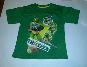 Boys Girls Nickelodeon Green & Yellow Teenage Mutant Ninja T Shirt Size 5/6 7 - Picture 1 of 1