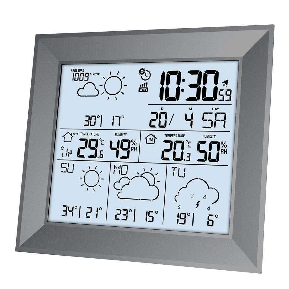Technoline WD 2000 Internet Wetterstation Thermometer Luftfeuchtigkeit Funkuhr - Bild 1 von 1