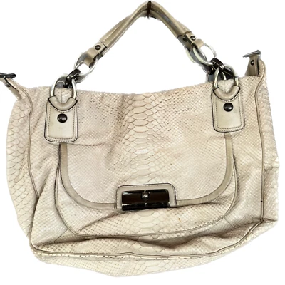 AUTH COACH EMB SNAKE/PYTHON LEATHER LARGE SATCHEL BAG PURSE - Image 1 of 4