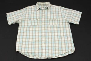 Joseph Abboud Men's 2XL Plaid Short Sleeve Blue Gray Button Up Shirt - Picture 1 of 6
