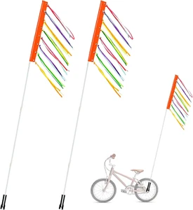 2 Pcs 6 Ft Bike Flag with Pole for Safety Pink Go Kart Flag Trike Flag Bicycle - Picture 1 of 12