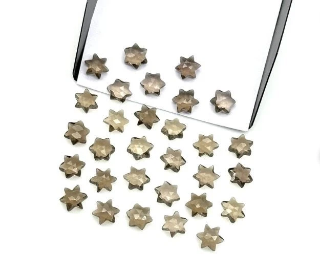Cuarzo ahumado tallado estrella 5 mm a 10 mm facetado 10 piezas para hacer joyas Foto 1 de 1