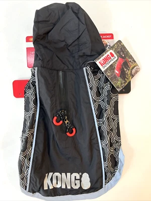 New KONG Outerwear Elements Rain Jacket Puppy Dog Size XS 12" - 14" Black Silver - Image 1 of 4