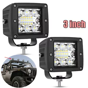 Pair 3" Inch LED Cube Pods Work Light Bar Spot Beam Driving Fog Offroad ATV UTV - Foto 1 di 8