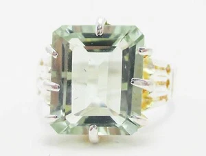 Estate Sterling Silver Natural 2.5ct Green Amethyst Ladies Ring 3.5g - Picture 1 of 4