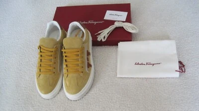 NUEVO EN CAJA SALVATORE FERRAGAMO BORG 12 Talla 7.5 M Zapatillas Hombre Amarillo Mostaza Gamuza Foto 1 de 4