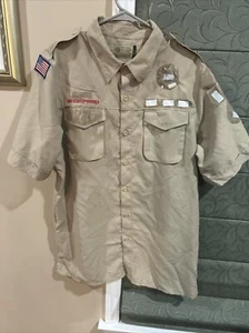 Vented Microfiber Poly Boy Scout BSA UNIFORM SHIRT Mens Medium Short Sleeve I23 - Picture 1 of 8