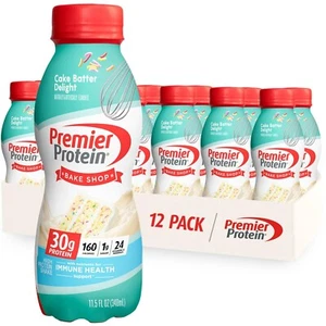 Premier Protein Shake Cake Batter 30g Protein 1g Sugar 24 Vitamin (Pack of 12) - Picture 1 of 6