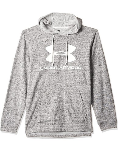 VETEMENTS Under Armour Felpa con Cappuccio Uomo Onice Bianco Grigio Onice Stile Sportivo Logo Terry Large
