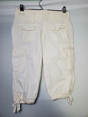 Abercrombie Niña Off-White Puño Corbata Capris Bolsillos Carga Talla Mediana Foto 1 de 4