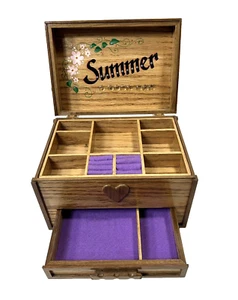 UNIQUE HANDMADE WOODEN JEWELRY/ THRINKET BOX ONE OF A KIND (OOAK) W/ HIDDEN TRAY - Picture 1 of 17