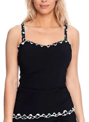 Profile by Gottex BLACK Gin Fizz Underwire Tankini Swim Top, US 34F, UK 34E - Image 1 of 4