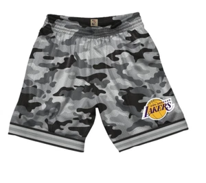 MITCHELL NESS LA LAKERS GREY WOODLAND CAMO MILITARY SWINGMAN Grey Black SHORTS - Picture 1 of 12