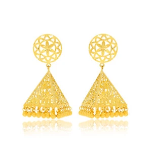 Oro amarillo de 22 quilates significado Deco oro Jhumka para mujer por Senco ... - Imagen 1 de 4
