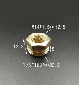 BSP to Metric 1/2" Male M14 Female Thread Coupler Connector Fitting Adapter M>F - Picture 1 of 1