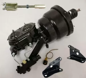 8" Dual BLACK Power Brake Booster Master Cylinder Disc Drum 1964-1972 GM A Body - Bild 1 von 1
