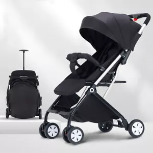 Black Lightweight Foldable Baby Stroller Toddler Pram Newborn Large Storage - Picture 1 of 9