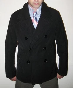 Neil Barrett schwarzer Doppelkragen Herren Peacoat - Modell #BCA82 - Größe IT48/US38 - Bild 1 von 6