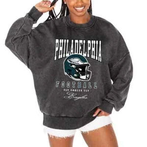 Philadelphia Eagles NFL Damen Schwarz Vintage Wash Oversized Sweatshirt Neu mit Etikett - Bild 1 von 18