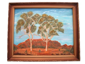 1980s "Near Alice Spring" original framed landscape oil painting on board SIGNED - Picture 1 of 14