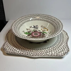 Vintage Myott Son & Co Bonnie Dundee 11" servizio piatto e insalatiera bouquet - Foto 1 di 8