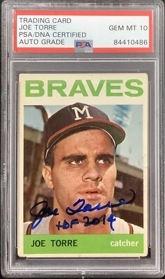 Joe Torre Signed 1964 Topps #70 Card Braves Yankees HOF Insc PSA/DNA Auto GEM 10 - Image 1 of 2