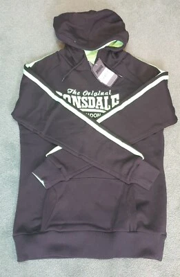 Lonsdale Hoodie Ladies OTH Hoody Hooded Top Regular Fit BLACK GREEN NEW UK - Image 1 of 2