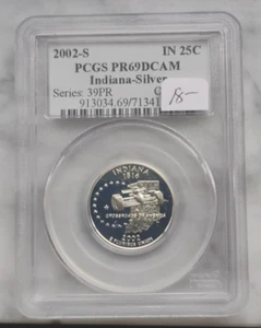 2002 S 90% Silver Proof Statehood Quarter Indiana IN PCGS PR69DCAM - Picture 1 of 5