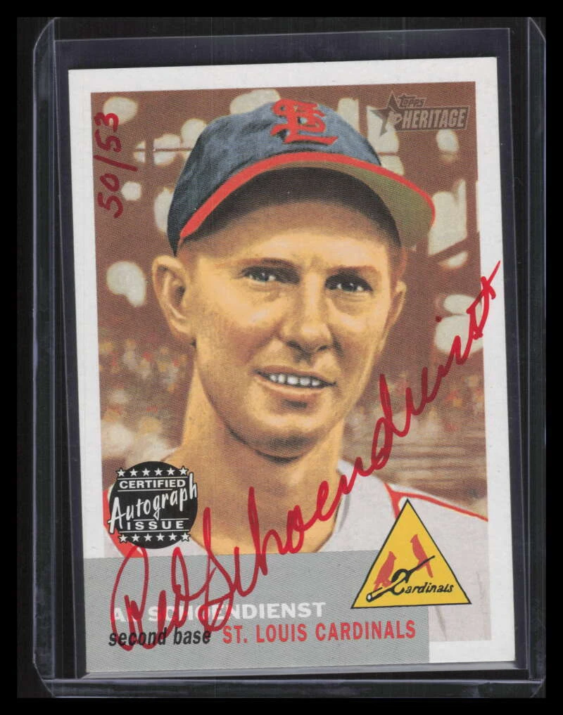 2002 Topps Heritage Real One Autographs Red Ink Red Schoendienst Auto 50/53