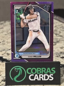 2024 Bowman Draft Gage Miller Chrome Purple Refractor 1st #/250 #BDC-64 - Bild 1 von 2