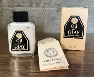 Vintage Original Oil of Olay Beauty Fluid Lotion Liquid ~ 1 oz, Glass ~ NIB - Picture 1 of 9