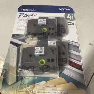 Brother - TZE12314PK - P-Thouch - Label Tapes - 4pk (12mm x 8m) Each - Sealed - Picture 1 of 1