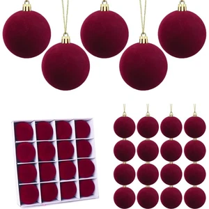 16 piezas bolas de Navidad de terciopelo rojo, adornos de terciopelo de 3,15 pulgadas para Navidad T... - Imagen 1 de 8