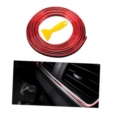 Tiras de molduras interiores de auto, 32,8 pies decoración automática estilo puerta 33 pies rojo Foto 1 de 4