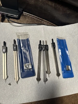 Vintage Alvin Drafting Drawing Compass Set Carry Cases W. Germany Staedler 6 Pcs - Image 1 of 4