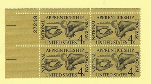 US  SCOTT #1201 APPRENTICESHIP TRAINING  4¢  MINT  1962 PLATE BLK  27249UL - Picture 1 of 2