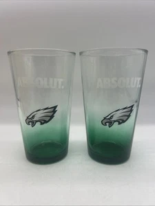 COPPIA bicchieri da pinta Absolut Vodka con logo Philadelphia Eagles NFL NUOVI! - Foto 1 di 7