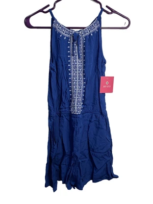 Amy Byer Niñas Mameluco Talla Grande 14 Azul Oscuro Pantalones Cortos Sin Mangas Bolsillos Finos  Foto 1 de 4