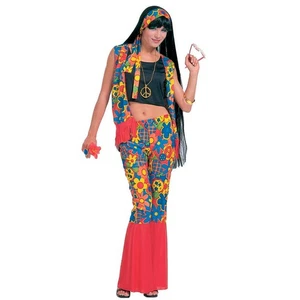70er Jahre Hippie Kostüm Frau Flower Power Kostüme L Frauen Outfit Hippiekostüm - Bild 1 von 1