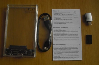 2.5" HDD SDD External Transparent Caddy / Case. Plug and Play [No  Hard  Drive]. - Image 1 of 4